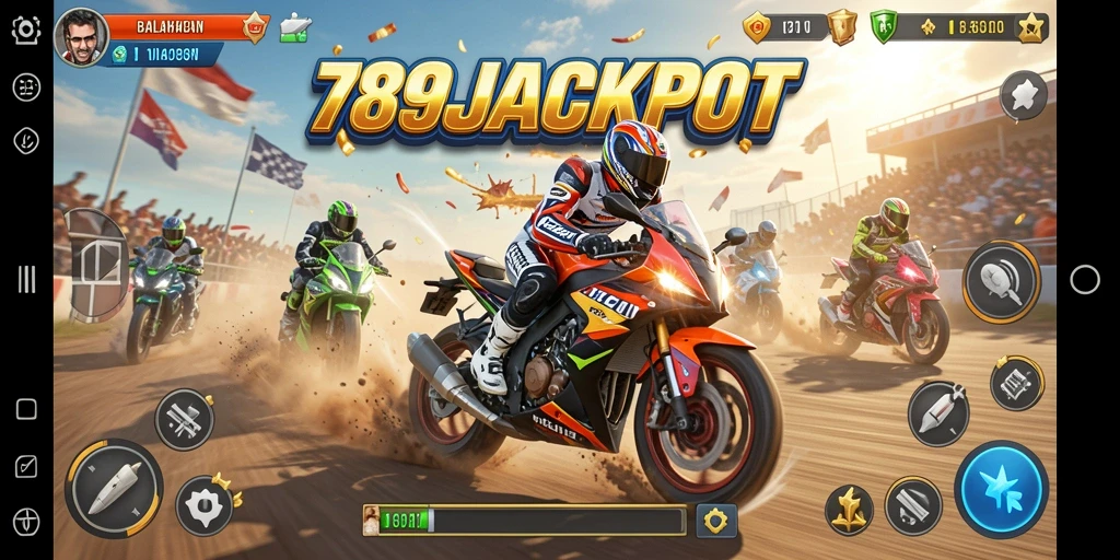 Tampilan gameplay seru dari balapan motor di 789JACKPOT.
