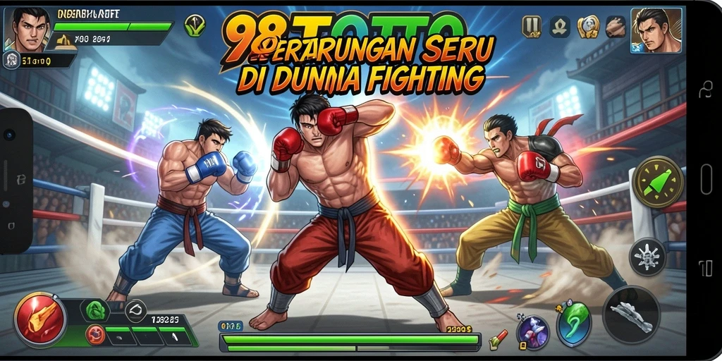 Screenshot menunjukkan karakter bertarung dalam gameplay 98TOTO.
