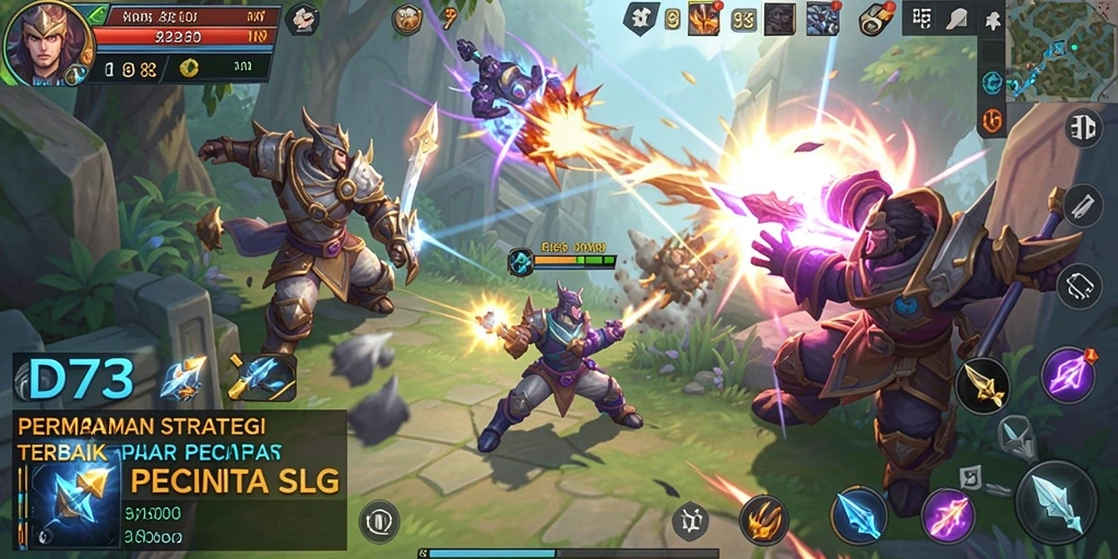 Gameplay D73 yang seru dan strategis dalam pertempuran.