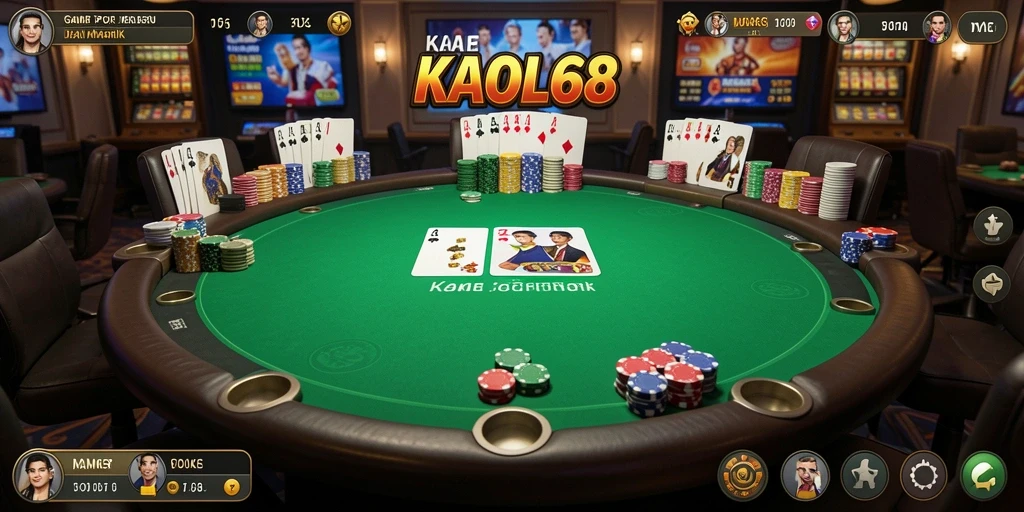 Tampilan gameplay seru di KAOL68 yang menggambarkan suasana poker.