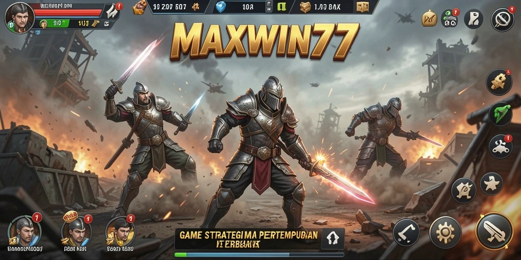 Screenshot gameplay <strong>MAXWIN77</strong> yang menunjukkan pertempuran strategis yang seru.