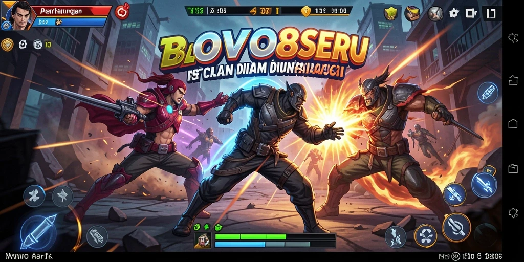 Screenshot OVO88 menampilkan pertarungan aksi penuh adrenalin.