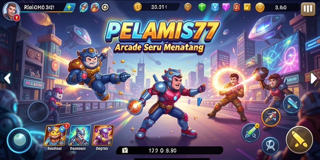 Tampilan gameplay seru dari PELAMIS77 dengan aksi arcade yang menarik.